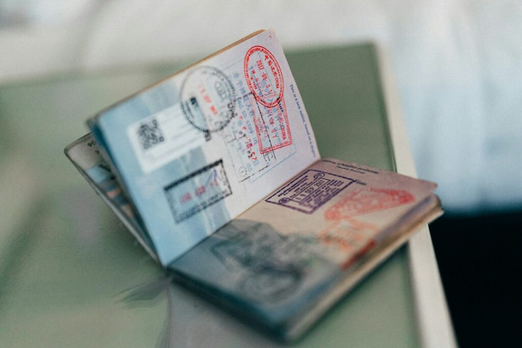 Passport with visa stamps for study abroad from Pakistan