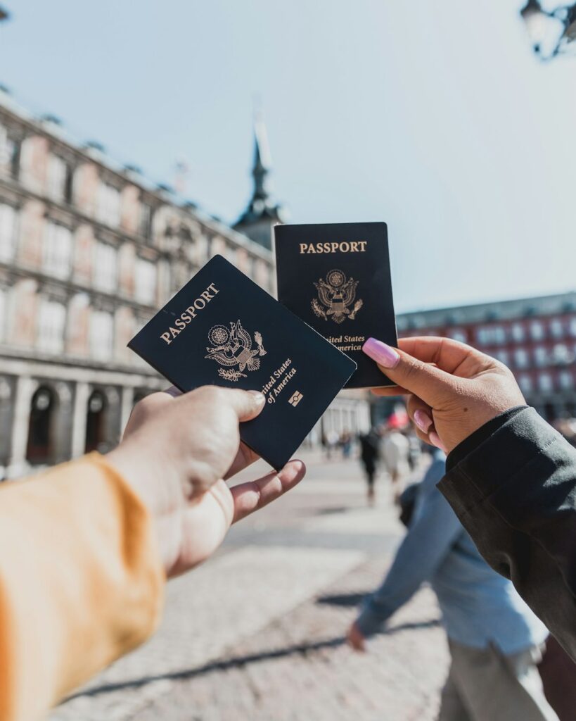 Student holding passports for study visa application